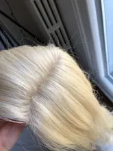 Peluca de cabello humano con Clip para mujer, tupé Invisible de seda, color rubio #613, cuero cabelludo