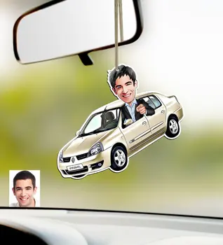 

Personalized Mr Renault Symbol Caricature Of Wood Car Rearview Mirror ornament