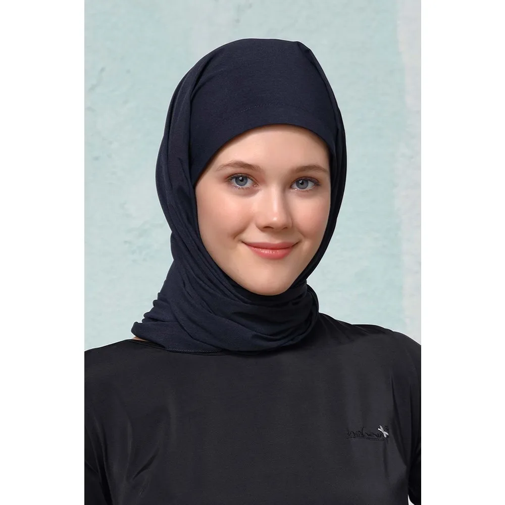 

Adult Swimming Caps Hasema Navy Blue Crepe Hijab Bonnet Women Swimming Pool Hat Islamic Hats Sea Cap Bath Large Natacion Badmuts