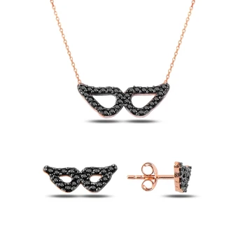 

Kutaydan Black Zircon Stone Wing 925 Sterling Silver Set Made in Turkey