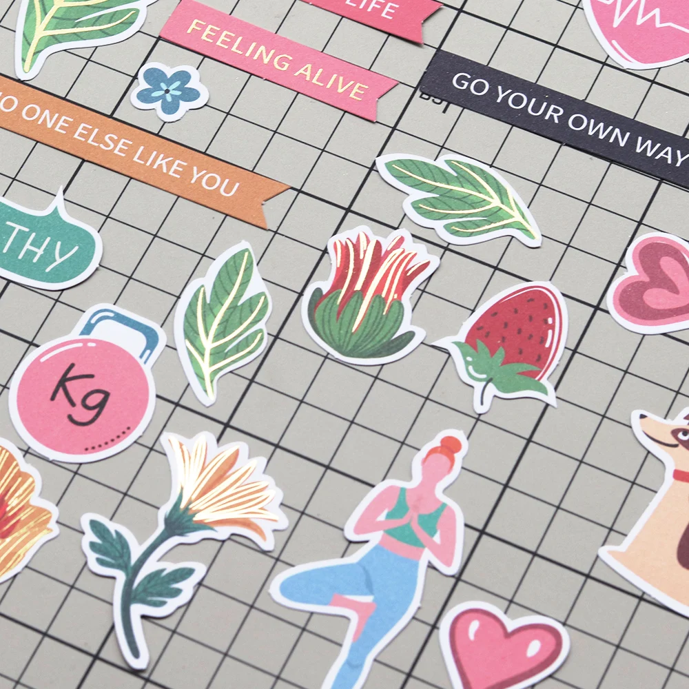 Creative Path 150 Stück Gesunde, entspannende Scrapbooking-Stanzformen, Ephemera, Yoga, Damen, Katzen, Papierstanzformen für Journaling und Basteln – Detail 12