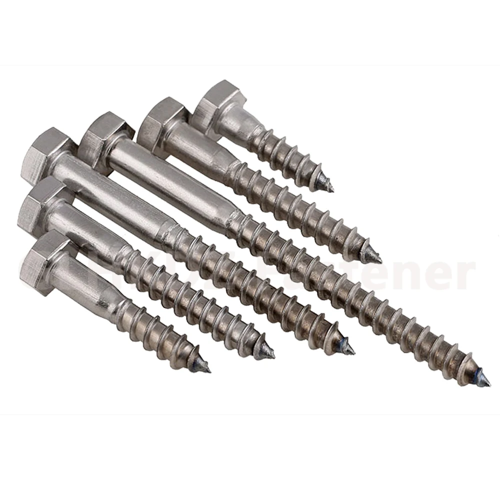 M6 M8 M10 M12 External Hex Hexagon Head Self Tapping Wood Screw Coach Screw Lag Bolt 30mm to 150mm A2 304 Stainless Steel DIN571