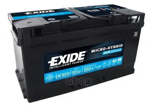 Аккумуляторная Батарея 95ah Exide Start&Stop Agm 12v 95ah 850a Etn 0(R) B13 353x175x190mm 26kg EXIDE арт. EK950