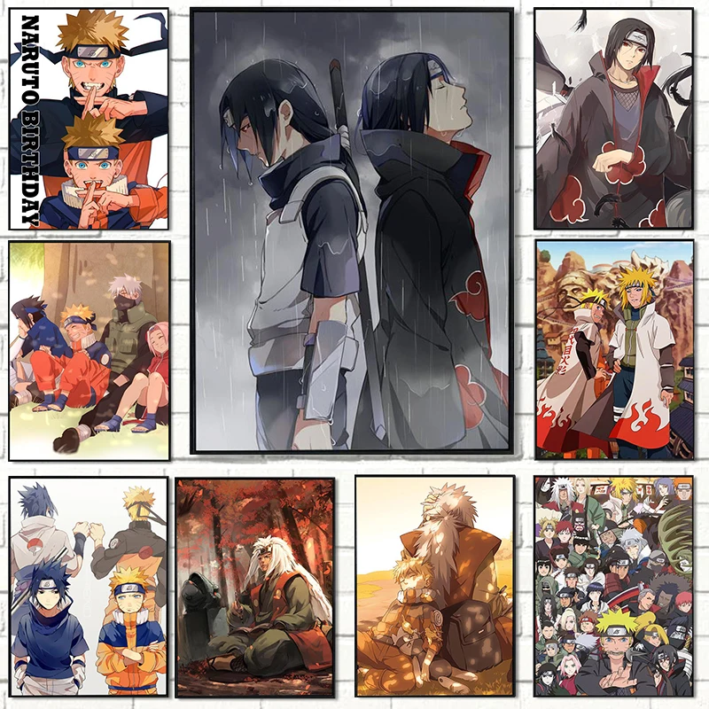 QZWXEC® Naruto Kakashi Sasuke Anime imprimé Tableau Multi Panneau