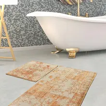 Коврики для ванной нескользящие Противоскользящие коврики противоскользящие Karinna Flosl хлопок горчичный 2'Li набор 60X100 cm-50X60 см