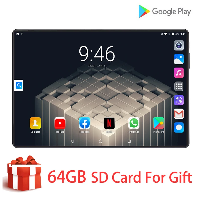 

2020 New design 10.1 inch the Tablet Android 9.0 Octa Core 6GB+128GB ROM Dual Camera 8MP SIM Tablet PC Wifi GPS 4G Lte Tablet
