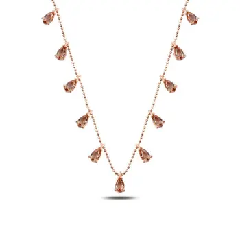 

Angemiel 925 Silver Drop Zultanite Cubic Zirconia Dangle Necklace-Rose Gold Plated