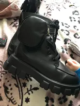 Botas de motocicleta de bolsillo para Mujer, suela gruesa con cordones de zapatos de plataforma, militares, color negro, 2020