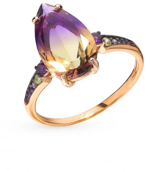 

Gold ring with ametrine and cubic zirconia sunlight sample 585