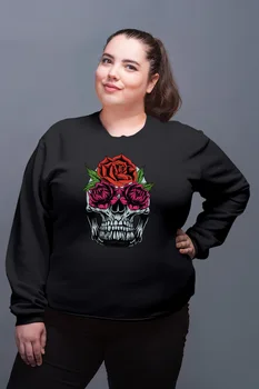 

Angemiel Wear Skull And Flower Black Women Sweatshirt