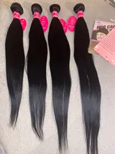 Beaufox-extensiones de pelo ondulado brasileño, extensiones de cabello humano liso, Natural/negro azabache, Remy, 1/3/4 unidades, 8-30 pulgadas