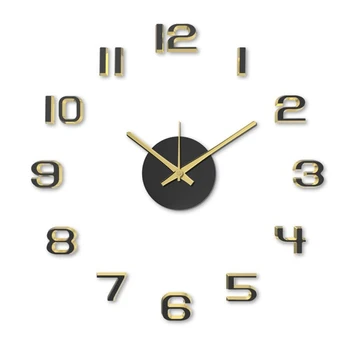 

Wall Clock adhesive black and golden