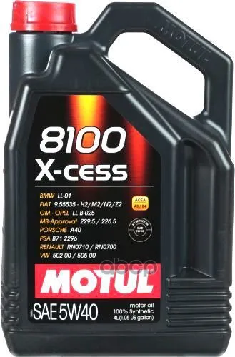 MOTUL Масло Моторное 5w40 Motul 4л Синтетика 8100 X-Cess A3/B4 Motul 104256