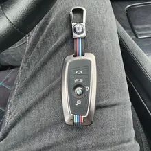 Aleación Galvanizada coche llave inteligente Fob caso de la cubierta de la piel para BMW Serie 3 4 5 320i 530i 550i F20 F21 F30 F31 F25 F01 F02 coche caso clave