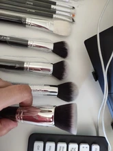 Conjunto de negras brochas maquillaje BEILI, brochas profesionales de pelo Natural de cabra, brochas para base de maquillaje en polvo, brochas para mezclar ojos y maquillaje