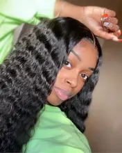 Pelucas de encaje Frontal transparente para mujer, peluca brasileña de ondas profundas HD, densidad del 150%, ISEE HAIR de 13x4, pelucas de cabello humano suelto de ondas profundas