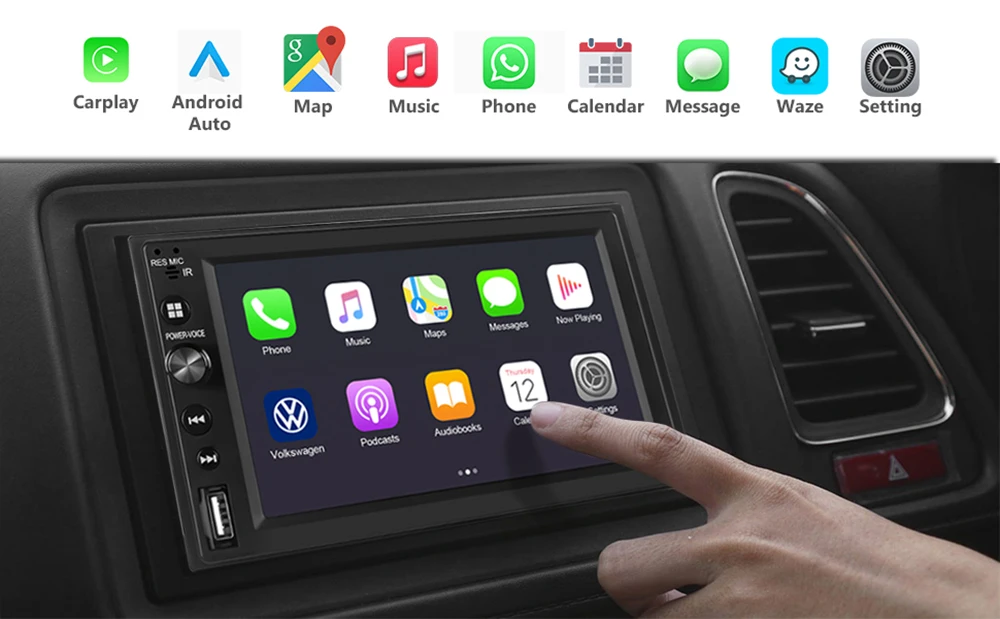 bluetooth car stereo Wireless Carplay Car Radio 2 Din Android Auto Car Stereo 7'' HD Touch Screen Multimedia Player with MirrorLink, Backup Camera pioneer radio