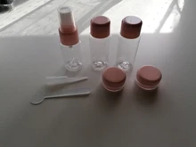 Mini botes de plástico para cosméticos, mini botellas de plástico para uso de crema cosmética para rostro, juego de 7 unidades, envases vacíos de plástico transparentes, kit de viaje