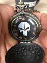Reloj de bolsillo Unisex para hombre y mujer, cronógrafo de cuarzo, con Calavera, Punisher, de Anime, a la moda, reloj de bolsillo con cadena, antiguo, los mejores regalos