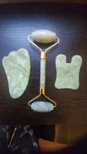 Gua Sha-Rodillo de Jade masajeador Facial 100% verdadera piedra Natural, rascador Gouache, herramientas de masaje para el cuidado de la piel