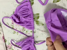 Miyouj-Bikinis con micropliegues para mujer, traje de baño Sexy, conjunto de Bikini de corte alto, bañador blanco con cordón, novedad