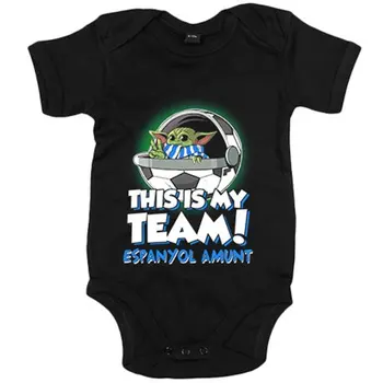 

Baby bodysuit spoof baby Yoda my soccer team Espanyol Amunt