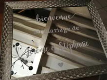 Estilo francés boda espejo vinilo pegatina nombres personalizados pared pegatina boda bienvenida signo vinilo murales romántico Mariage decoración AZ843
