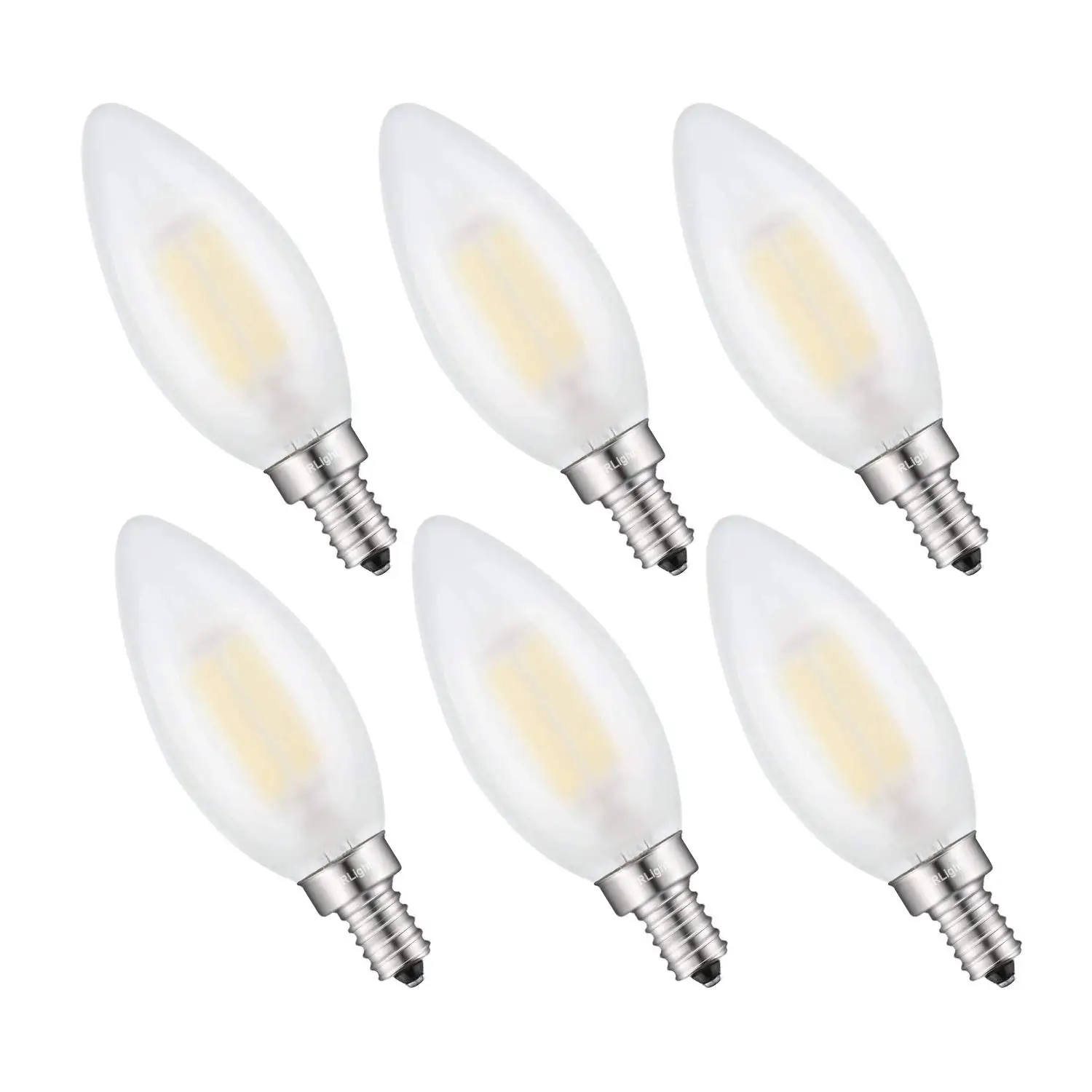 

6W Equivalent 2700K Warm White, LED Chandelier Light Bulbs, E12 Vintage Edison B11 Clear Glass Torpedo Decorative Bulbs 6 Pack