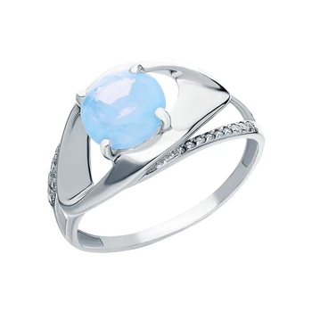 

Silver ring with cubic zirconia and Moonlight stones sunlight