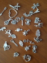 30 Uds. De abalorios variados de Metal Vintage para fabricación de joyas, abalorios de pájaros, colgante de pulsera DIY, accesorios de encaje negro