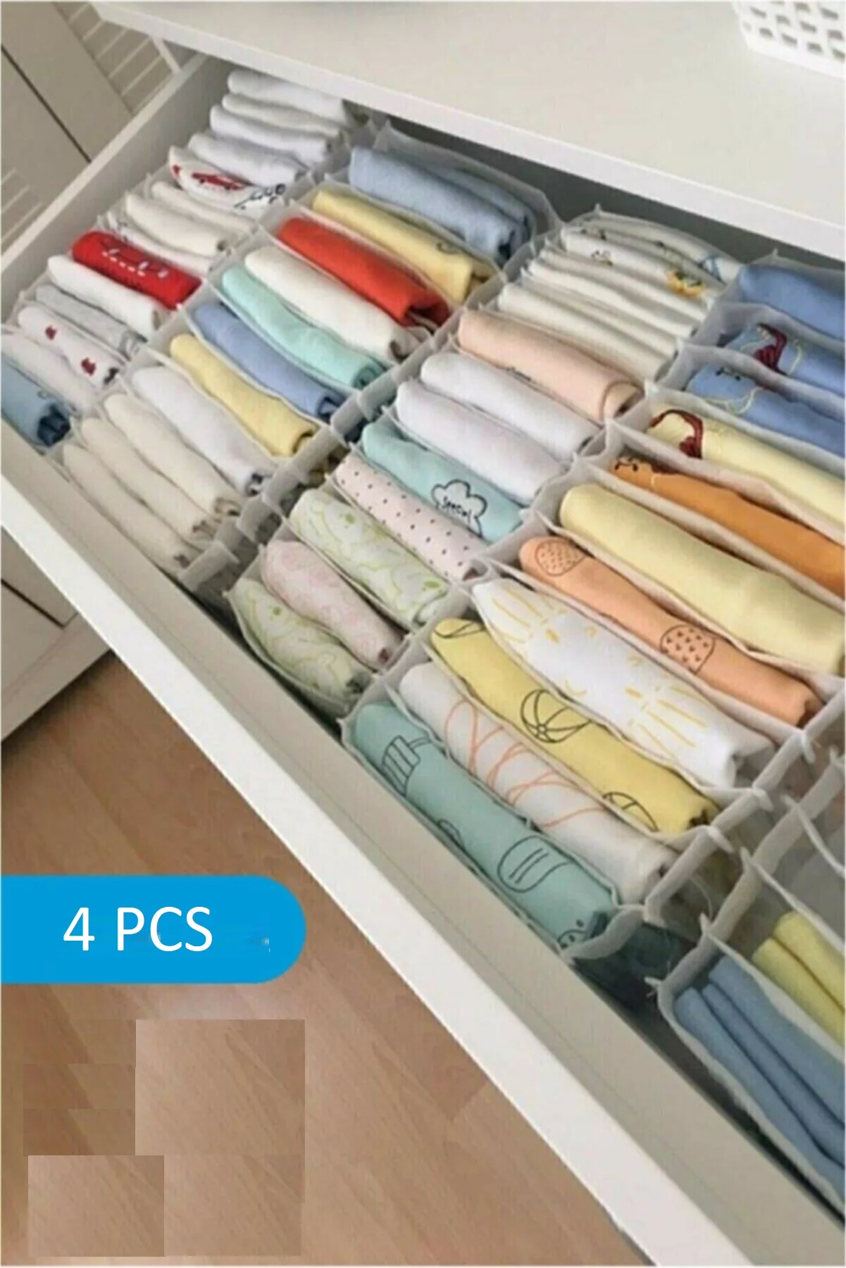 

4 Pcs Medium Drawer Organizer with 11 Compartments Rangement Organizers Storage Box Clothes Closet Home Bedroom Cabinet Wardrobe