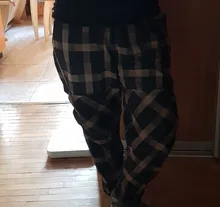 Pantalones harén de cintura elástica para mujer, pantalón holgado Vintage de algodón y lino a cuadros, estilo artístico, de talla grande, para primavera y verano, D414