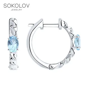 

Sokolov silver drop earrings with stones with Topaz, fashion jewelry, 925, women's male, long earrings