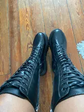 Botas hasta la rodilla de piel sintética con plataforma gruesa para Mujer, botines largos con cordones, con cremallera, estilo Punk, Chelsea, 2020