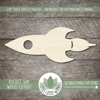 

Wood Rocket Ship Cutout, Blank Wood Craft Shapes, Rocket Ship Party Decor, Space Ship Wood Shape
