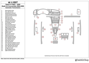 

Interior lining for Saab 9-2003-2006. Set L1527.