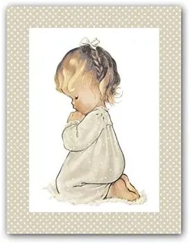 

Cuadriman | Box Girl Praying-Finish Canvas Little Mole Beige-33x43 cm
