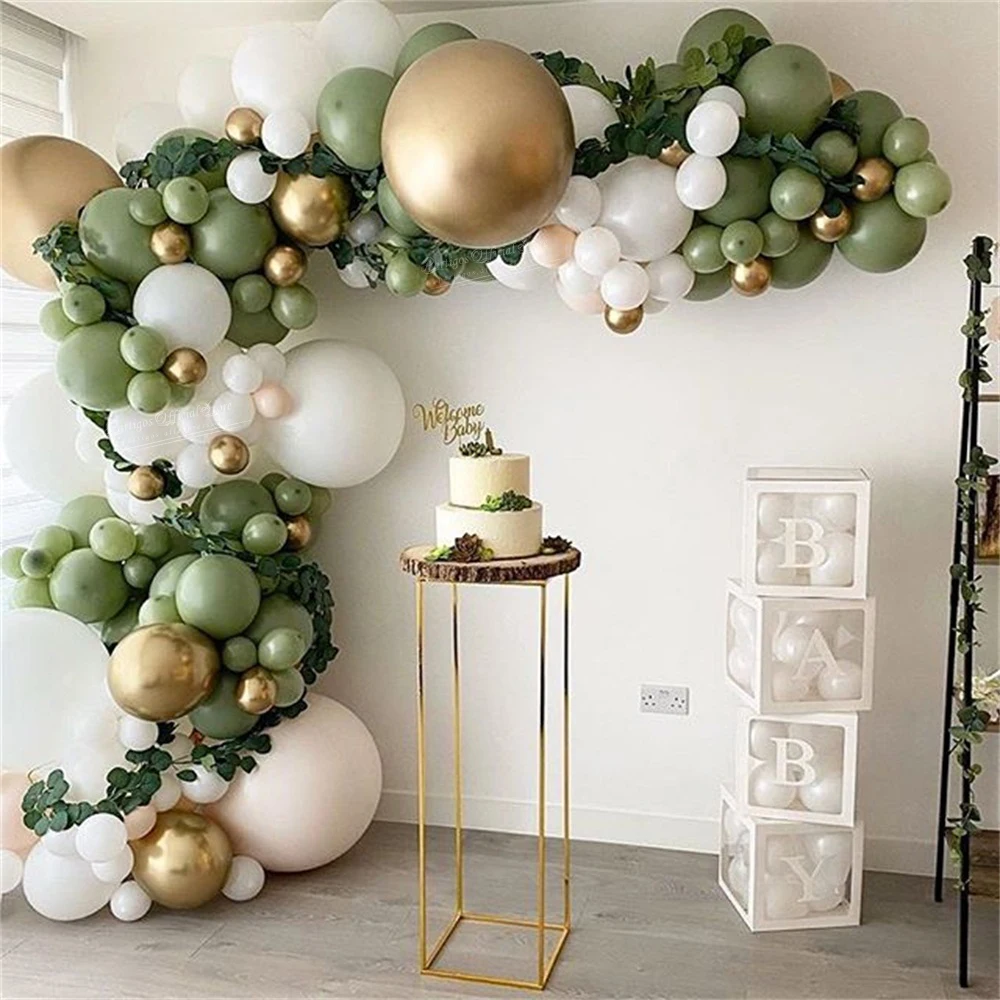 Green Balloons Decors Garland Arch-Kit Globos Avocado Gold Latex Birthday Wedding-Party