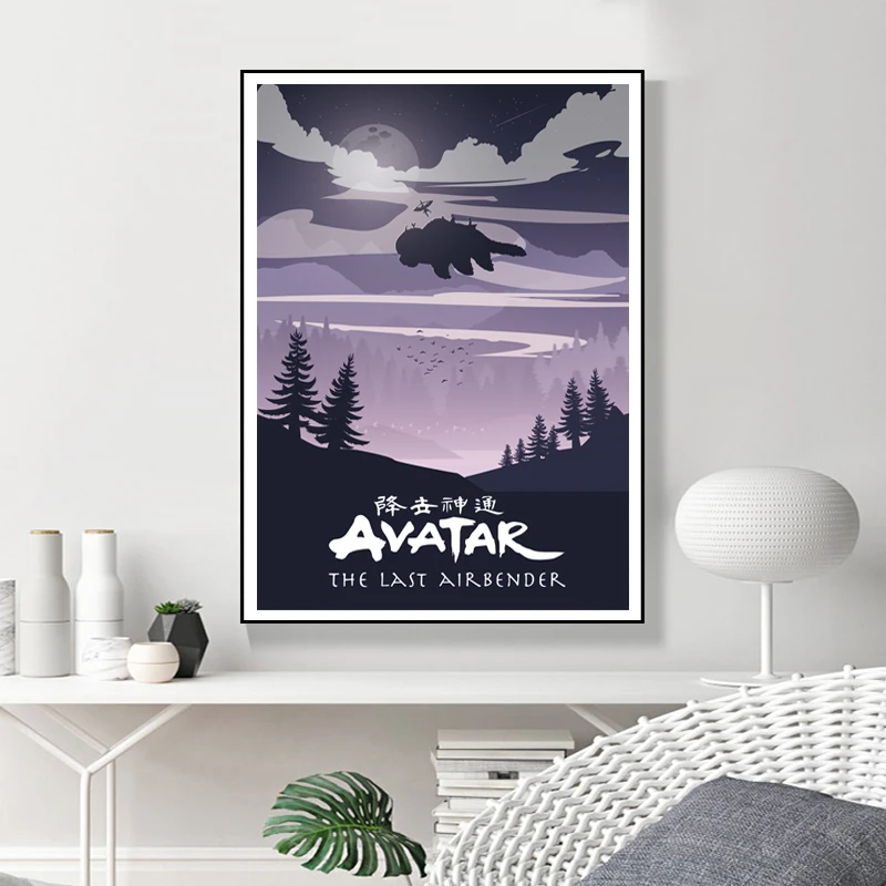 Аватар Последний постер Airbender настенная живопись на холсте минималистичный