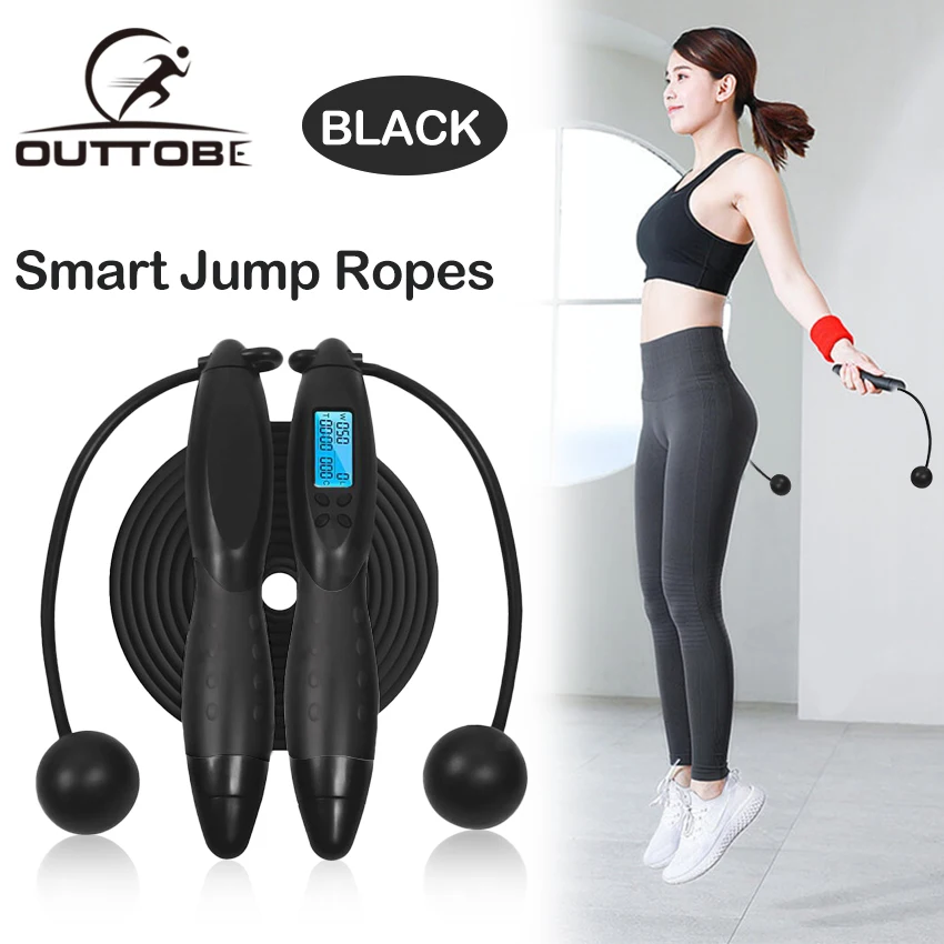 Скакалка Outtobe Smart для фитнеса спорта скакалки с нескользящей ручкой и ЖК