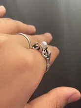 Anillo de compromiso de dos sirenas con perlas para mujer, joyería de boda, Color plata antigua, regalos de amor