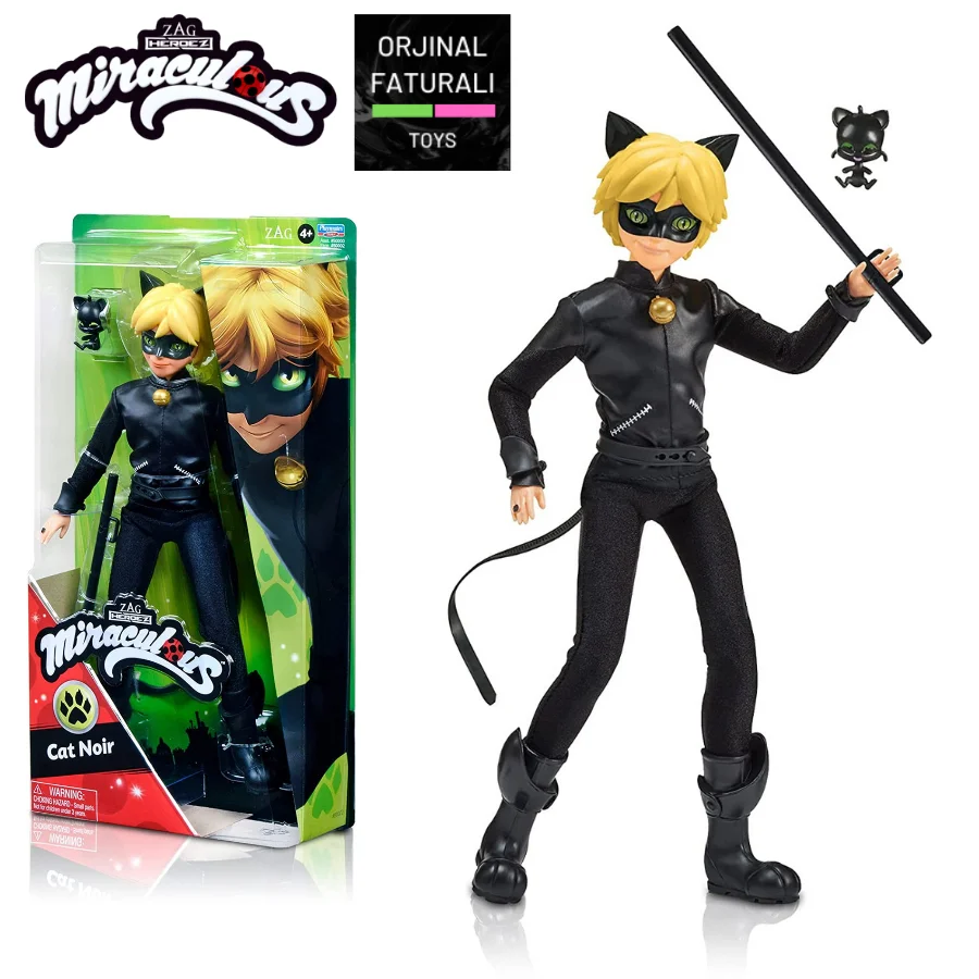 Miraculous Cat Noir Action Doll, 11 inches , Black