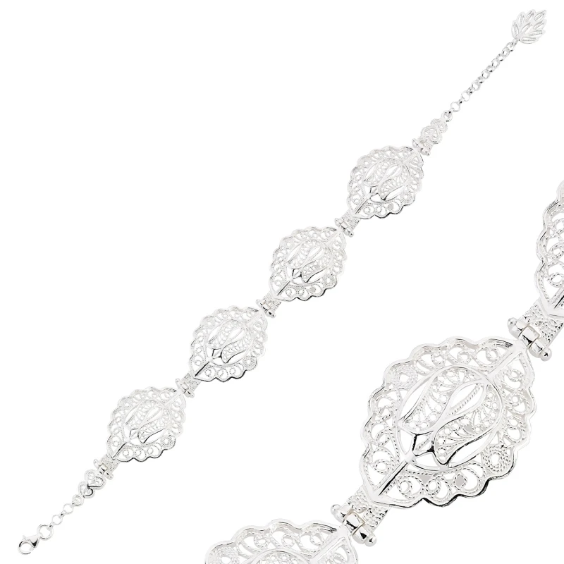 KUTAYDAN 925 Sterling Silver Filigree Pattern Bracelet