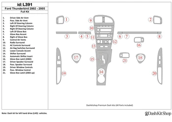 

Interior trim for Ford Thunderbird 2002-2005. Set L391.