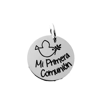 

Pendant 925 Sterling silver m. Disc 18mm. MY FIRST COMMUNION reason dove laser