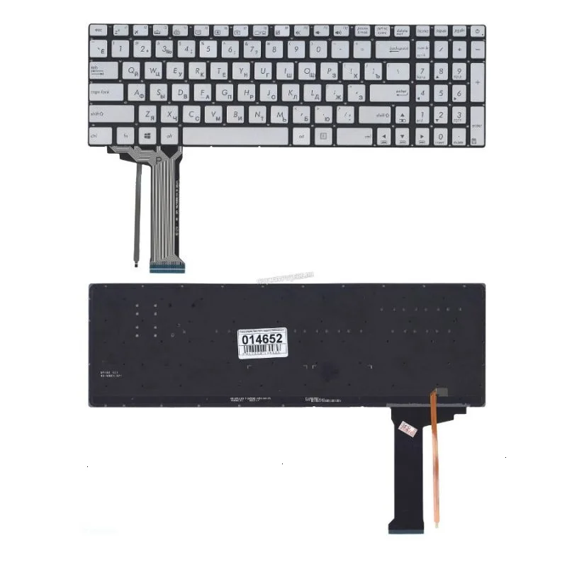 Клавиатура для Asus N551J G551 P/N: 0KNB0-662BUI00 (Серебристая с подсветкой) | Компьютеры и офис