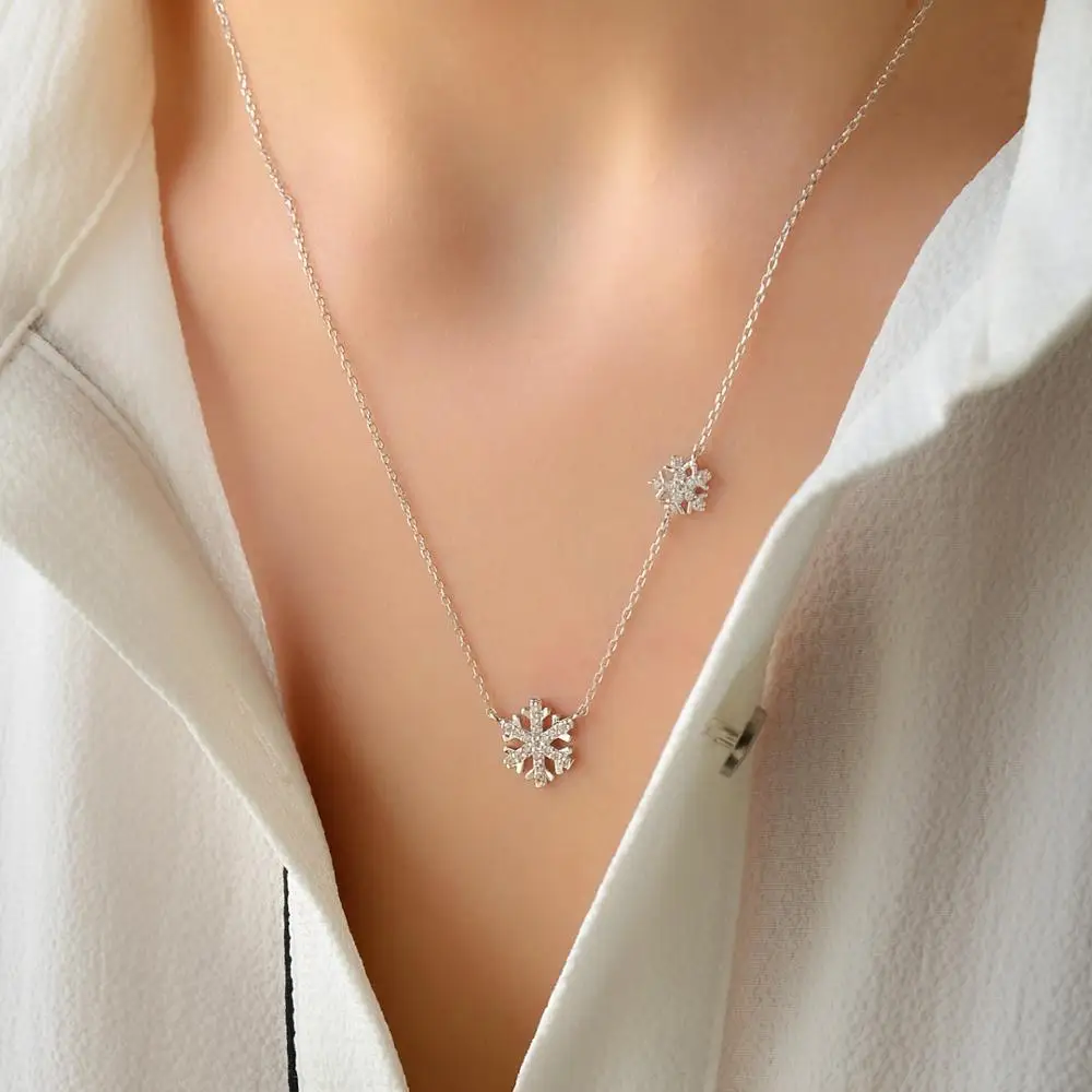 

Jewellery, Accessories, Double Snowflake Silver Necklace #21644