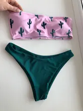 Swimsuit Micro Bikini Push-Up HOHL Beach-Bathers Women Biquini Cactus-Print Sexy