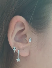 ROXI-Pendientes redondos de aro de lujo con forma de luna y estrella para mujer y niña, aretes de boda, Pendientes de cartílago de Plata de Ley 925, joyería