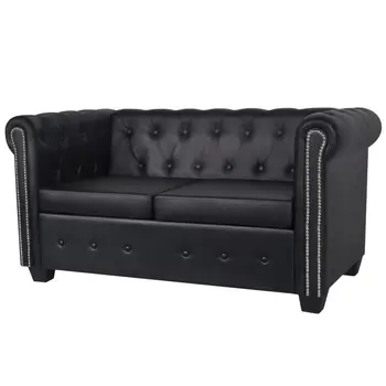 

Chesterfield sofa to 2 seater black artificial leather sofas